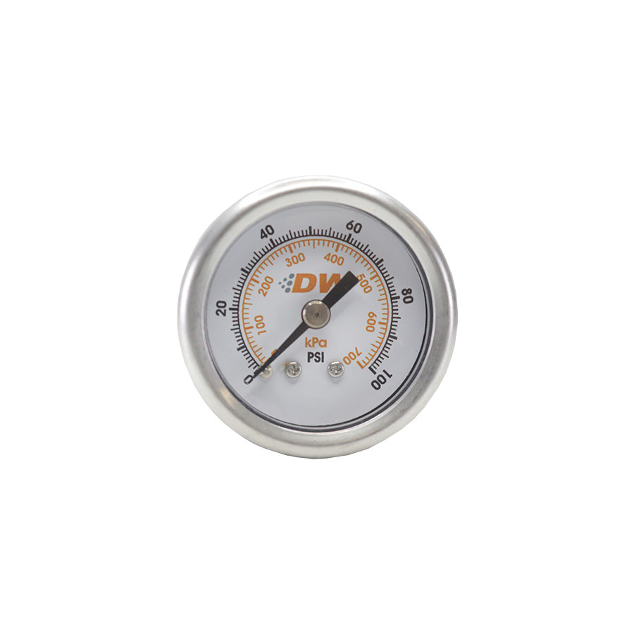 Mechanical fuel pressure gauge. 1/8 NPT. 0-100 psi. 1.5" diameter. White face