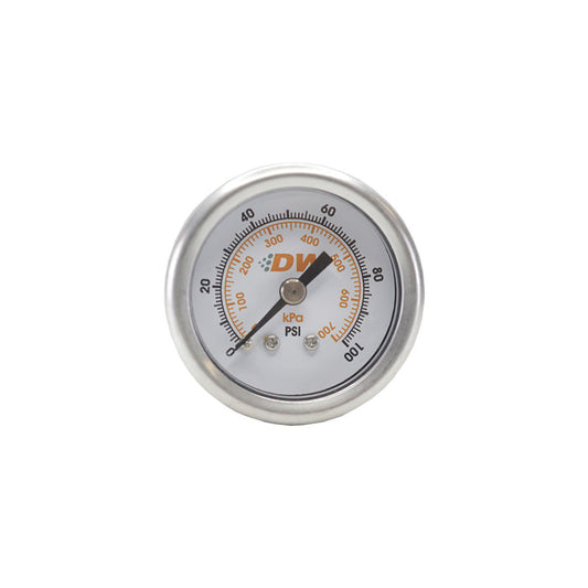 Mechanical fuel pressure gauge. 1/8 NPT. 0-100 psi. 1.5" diameter. White face