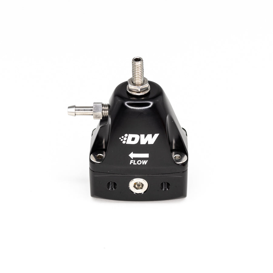 DWR1000iL in-line adjustable fuel pressure regulator, universal fitment - black
