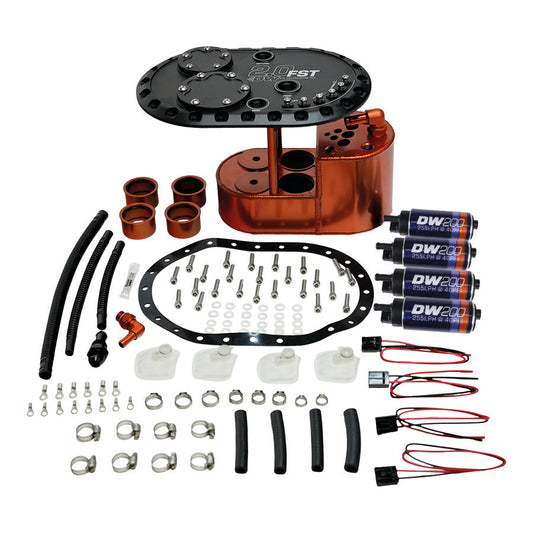 2.0L Staged Fuel Cell Surge Tank with 4 DW200 Fuel Pumps, Universal