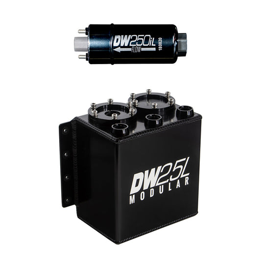 2.5L modular surge tank, universal. Includes 1 250iL In-line Fuel Pump