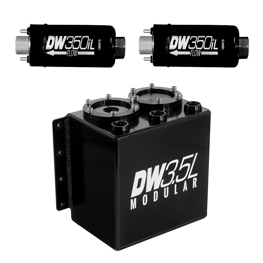 3.5L modular surge tank, universal. Includes 2 350iL In-line Fuel Pump