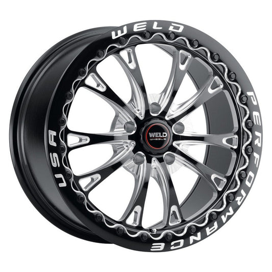 WELD 17X10 BELMONT BEADLOCK DRAG WHEEL 5X114.3 ET 50 BS 7.50 GLOSS BLACK (2005-2023 MUSTANG) S90870067P50