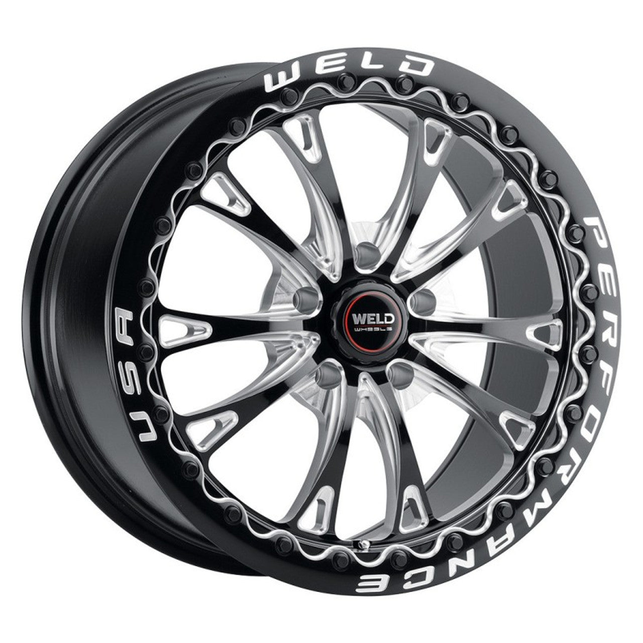 WELD 18X10 BELMONT BEADLOCK DRAG WHEEL 5X114.3 ET 50 BS 7.25 GLOSS BLACK (2005-2023 MUSTANG) S90880067P50