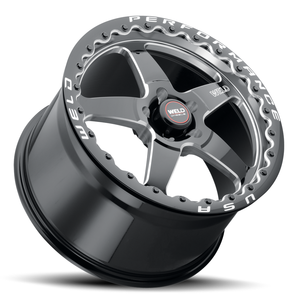 WELD Ventura 5 Beadlock Drag Gloss Black Pair of Wheels with Milled Spokes 17x11 | 5x120.65 BC (5x4.75) | +43 Offset | 7.75 Backspacing