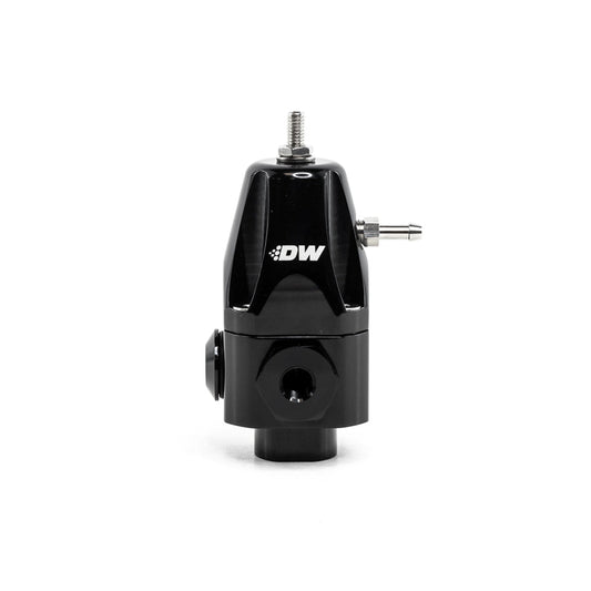 DWR1000 adjustable fuel pressure regulator, anodized black. Dual -8AN inlet and -6AN outlet. Universal fitment