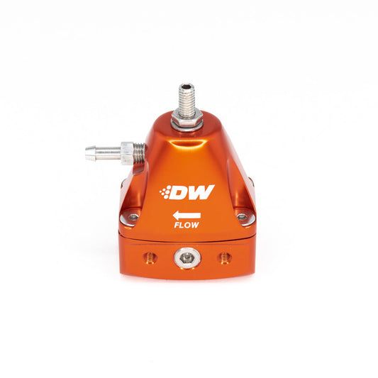 DWR1000iL in-line adjustable fuel pressure regulator, universal fitment - orange