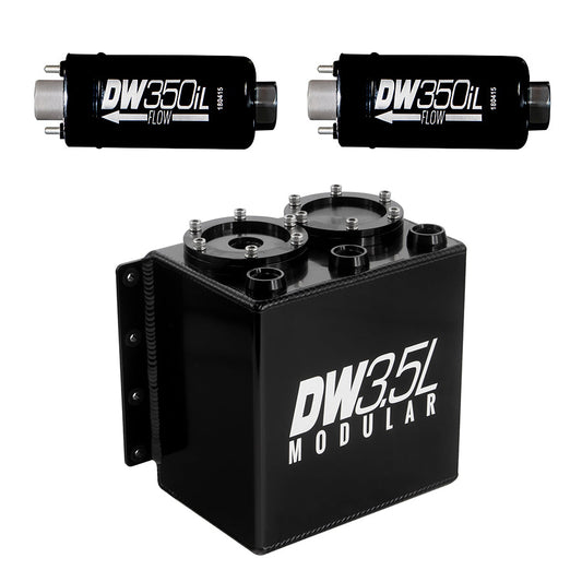 3.5L modular surge tank, universal. Includes 2 350iL In-line Fuel Pump