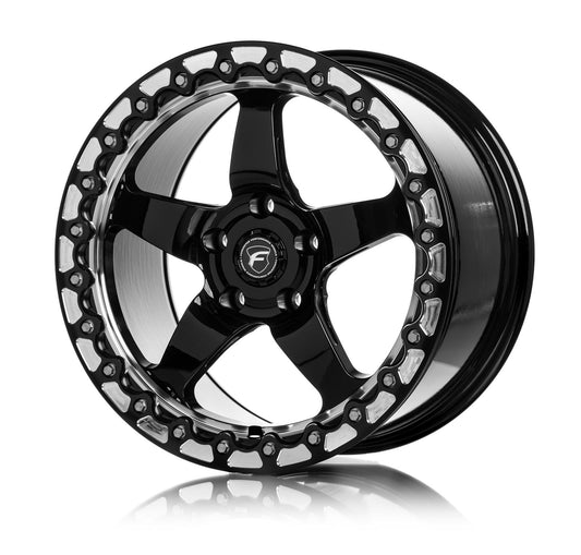 Forgestar D5 Beadlock Drag Gloss Black Pair of Wheels with Milled Spokes 17x11 | 5x120.65 BC (5x4.75) | +43 Offset | 7.75 Backspacing