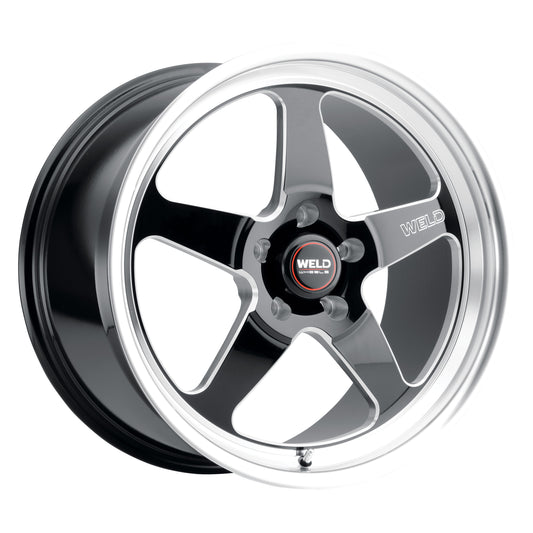 WELD Ventura 5 Drag Gloss Black Pair of Wheels with Milled Spokes 17x11 | 5x120.65 BC (5x4.75) | +43 Offset | 7.75 Backspacing