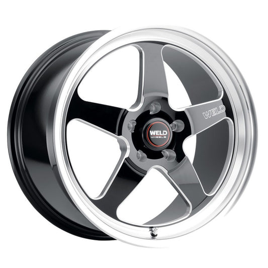 WELD Ventura 5 Drag Gloss Black Pair of Wheels with Milled Spokes 18x12 | 5x120.65 BC (5x4.75) | +55 Offset | 8.7 Backspacing